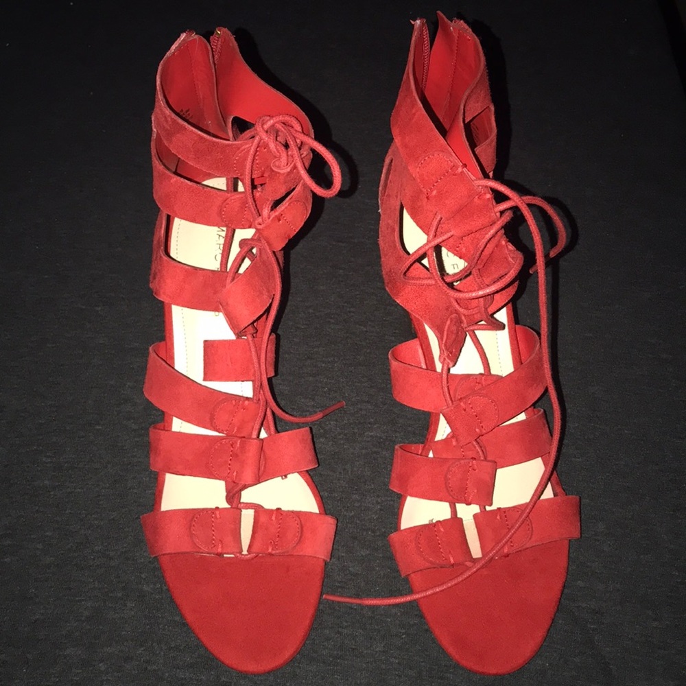 Red Marc Fisher gladiator heels